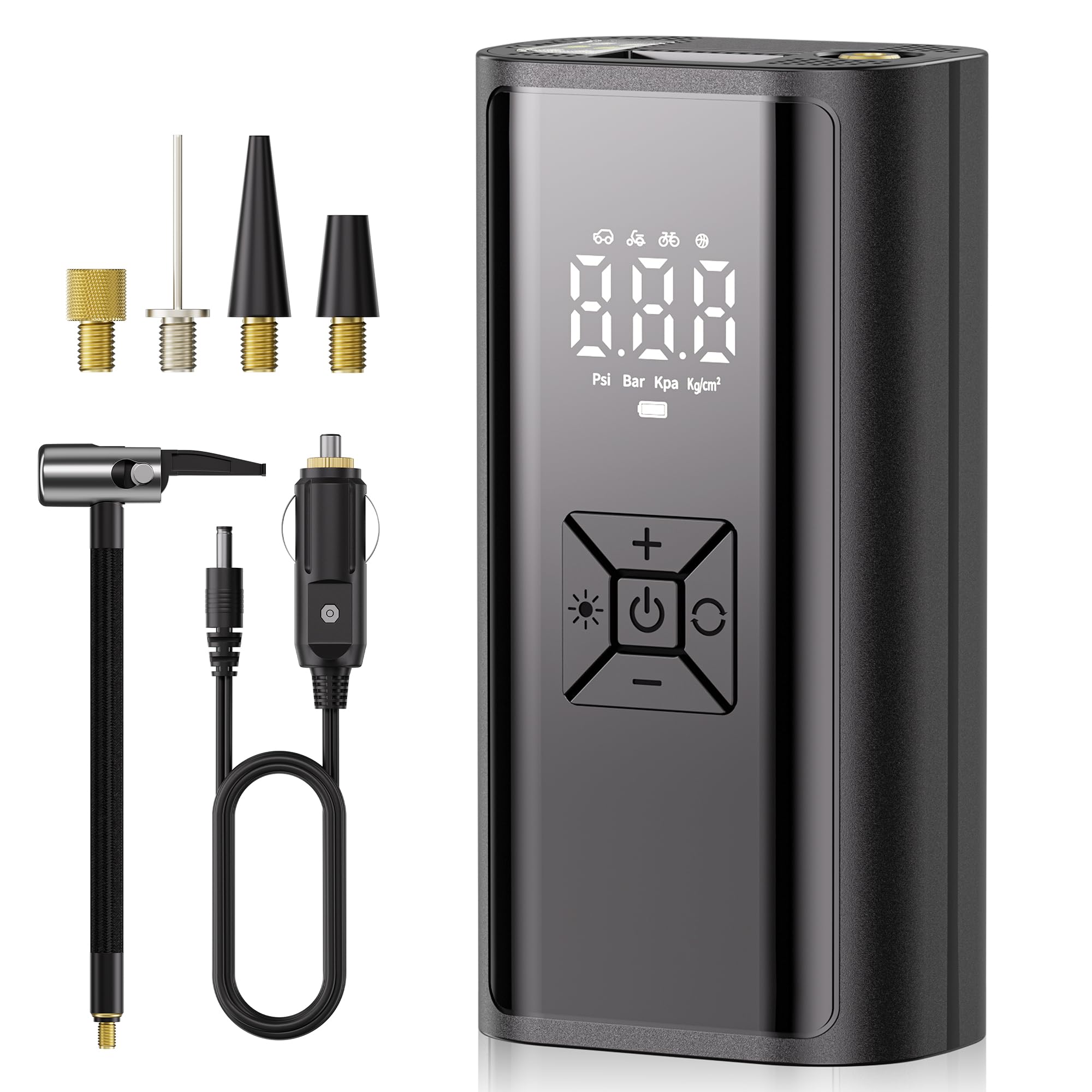 4500mAh エアコンプレッサー 電動エアポンプ 充電式 最大150PSI Amazon.co.jp: 電動空気入れ エアーポンプ 最大圧力150PSI 自動